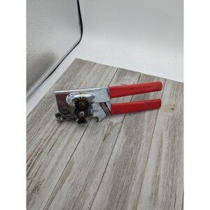 Vintage Swing Away Can Opener Bottle Opener Red Rubber Grips Manual 7"
